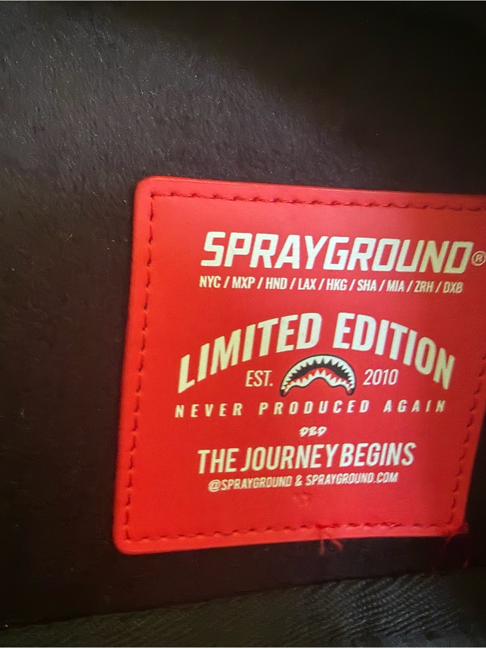 Sprayground Red Limited Edition Patch Backpack Label
